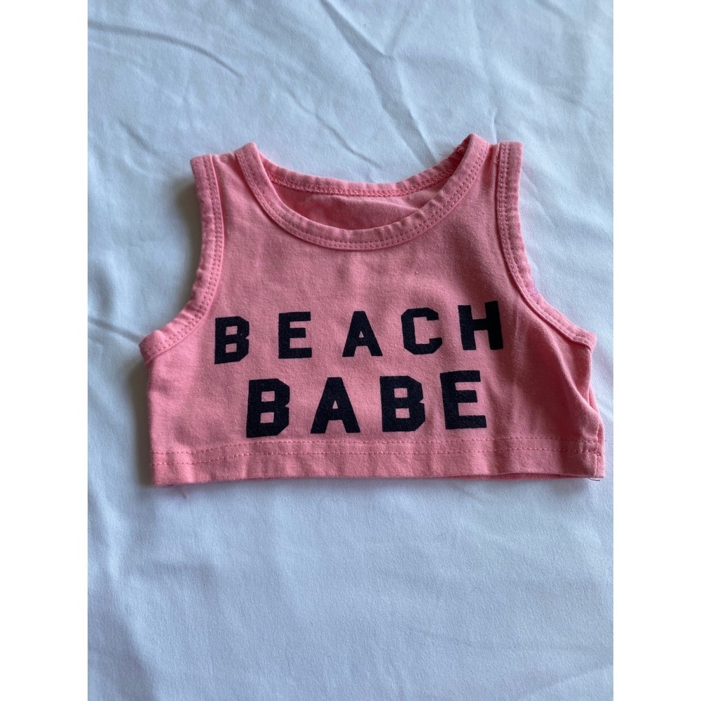 Unbranded Girls Beach Babe Graphic Summer Crop Tank Top Size 2T Pink
